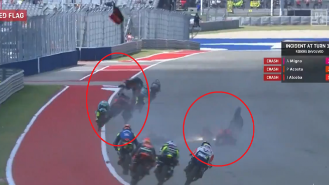 Accidente en la prueba de Moto3 del GP de las Américas.